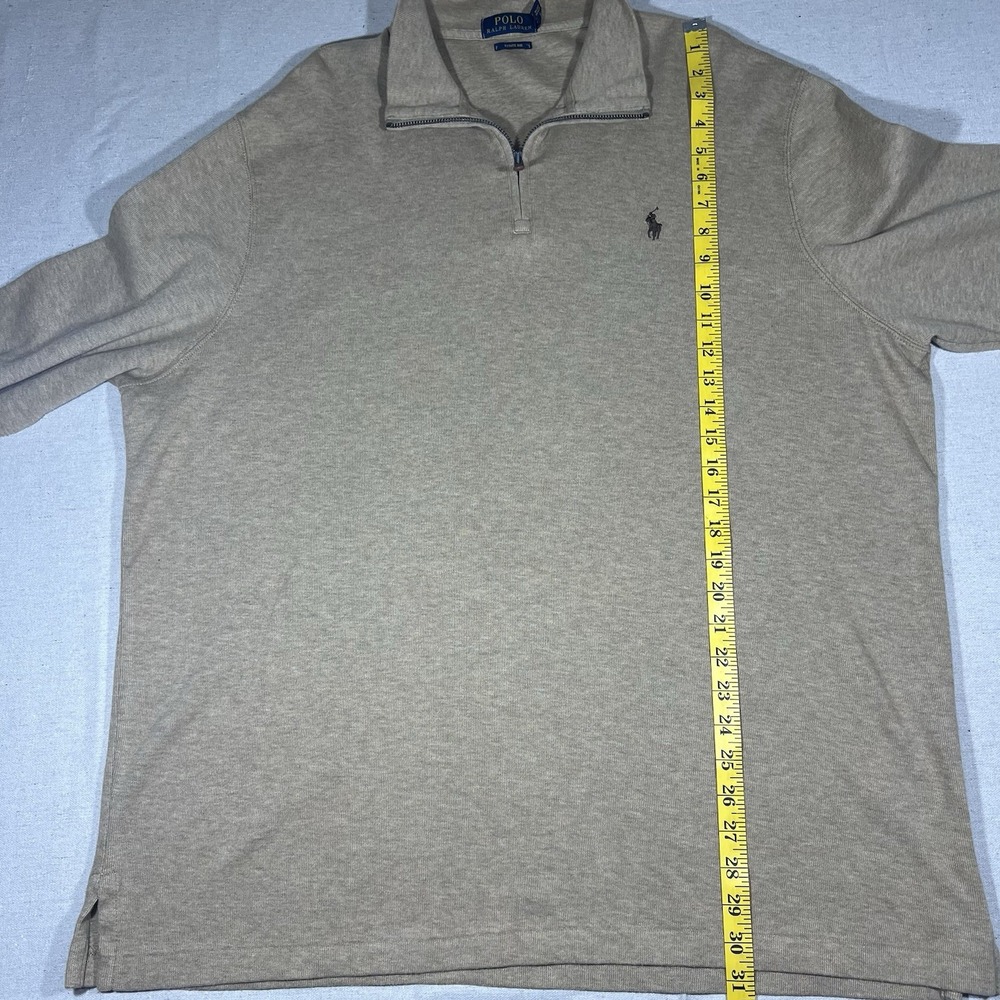 Polo Ralph Lauren Estate Rib Mockneck Quarter Zip Pullover Sweater Tan Size XL - Picture 7 of 10